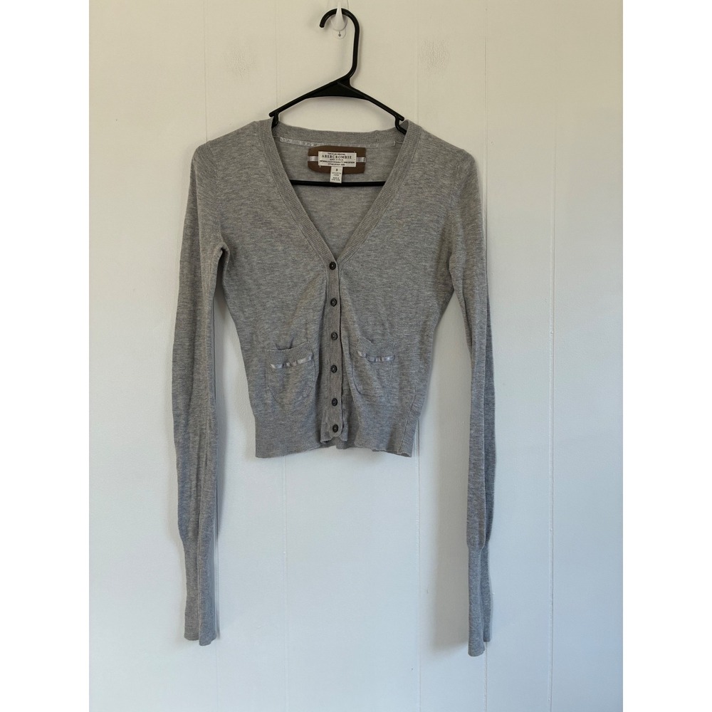 Y2K Abercrombie & Fitch Womens‎ Grey Cotton V-Neck Button Cardigan Sweater Small